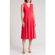 Calvin Klein Midi Dresses Calvin Klein V-neck Seamed Fit & Flare Midi Dress