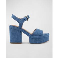 Marc Fisher Normi Denim Ankle Strap Platform Sandals - Women's