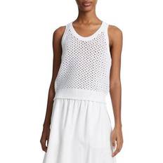 Organic Fabric Tank Tops Vince Mesh-stitch Cotton Sweater Tank, Optic White