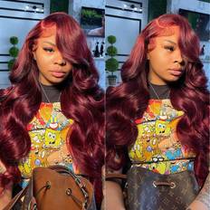 Aosun Hair 13x4 Body Wave Lace Front Wig 26 inch 99j Burgundy