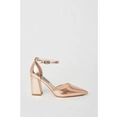 Synthetic Heels & Pumps Dorothy Perkins Blanche Ankle Strap Pointed High Block Heel Court Shoes Rose Gold