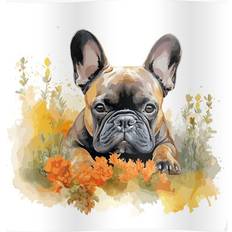Orange Posters WHIBOS Orange Flowers French Bulldog 16x20 Print Poster