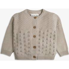 Babies Cardigans Children's Clothing The Little Tailor Baby Cotton Pointelle Knit Cardigan, Fawn