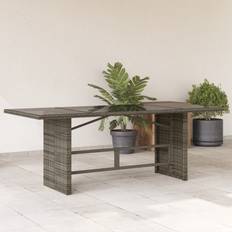 Grey Garden Table with Glass Top 190 x 80 x 74 cm