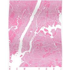 Pink Posters WHIBOS New York map pink 16x20 Print Poster 50.8x50.8cm