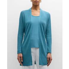 Organic Fabric Cardigans Eileen Fisher Ribbed Side-Slit Open-Front Cardigan