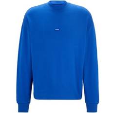 HUGO BOSS Sweaters on sale HUGO BOSS Cotton-terry sweatshirt with blue logo label- Light Blue Men's Tracksuits