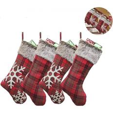 Grey Stockings HKHBJS 4pcs Christmas Ornaments Plaid Christmas Stocking
