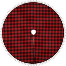 Black Christmas Tree Skirts HKHBJS Shxx 48 Christmas Tree Skirt, Soft Red Black Plaid Christmas Tree Christmas Tree Skirt