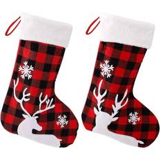 Red Stockings HKHBJS 2 Christmas Reindeer Goodie Hang Up Stocking