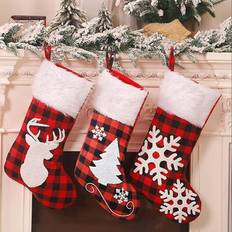 Black Stockings HKHBJS Christmas Set Of Large Red Buffalo Personalized Stocking