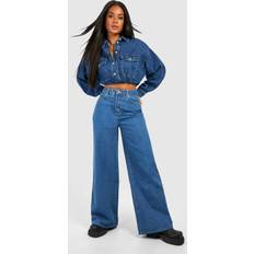 Boohoo Trousers & Shorts boohoo Basics Baggy Boyfriend Jeans Mid Blue