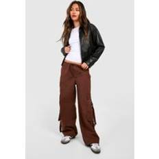 Boohoo Men Trousers boohoo Cargo Pocket Straight Leg Trouser Brown