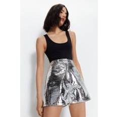 Silver Shorts Warehouse Metallic Croc Faux Leather Shorts Silver