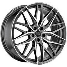 Car Rims MSW 50 Alloy Wheels In Matt Gunmetal Full Polished Set Of 4 - 21x8.5 Inch ET25 5x112 PCD, Gunmetal