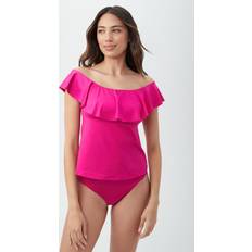 Red Tankinis Trina Turk TRINA TURK SWIM MONACO OFF THE SHOULDER RUFFLE TANKINI SANGRIA SANGRIA