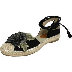 Cheap Espadrilles Spot On UK 6, Black Ladies Ankle Tie Up Espadrilles F2263