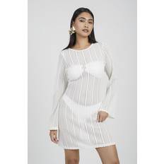 Womens Off White 'Maddy' Long Sleeve Knitted Mesh Mini Dress Off-White