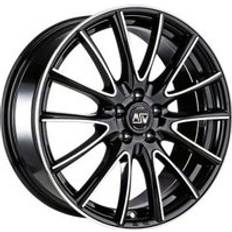 Car Rims MSW 86 Alloy Wheels in Black Full Polished Set of 4 - 17x7.5 Inch ET37 4x108 PCD, Black/silver