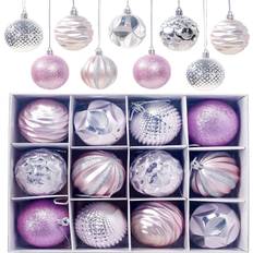 Pink Christmas Tree Ornaments Tianci 12 Pieces Baubles Baubles, Decorations Glittering Christmas Tree Ornament