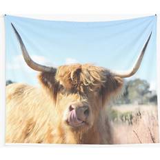 BearLad Tapestry 60x50inch Tongue out Highland cow Wall Decor