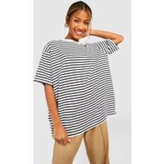 Boohoo T-shirts boohoo Basic Cotton Oversized Striped T-shirt White