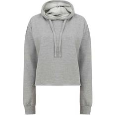 SF Womens Slounge Plain Heather Crop Hoodie - Grey