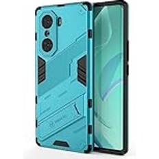 BoerHang fodral till Xiaomi Redmi A3, robust, stötsäker, TPU PC dubbelskiktsskydd, Xiaomi Redmi A3 telefonfodral med osynligt stativ. Blå