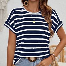 Synthetic T-shirts Shein Striped Batwing Sleeve T-Shirt - Emery Rose