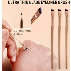 Cosmetics Shein 3pcs GOLD Sickle Eyeliner Brush Knife Edge Makeup Brush Liquid Eyeliner Brush Ultra Fine Oblique Angle Flat Head Eyebrow Brush