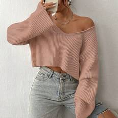 Acrylic Sweaters Shein Women's Texture V-Neck Casual Sweater