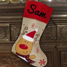 Black Stockings East Urban Home Reindeer Personalised Christmas Stocking