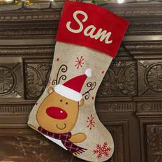 Silver Stockings East Urban Home Reindeer Personalised Christmas Stocking