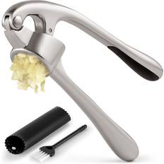 Silver Garlic Presses Zulay Kitchen Soft Easy-Squeeze Garlic Press