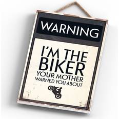 MDF Wall Decor Happy Larry WARNING IM THE BIKER Wall Decor
