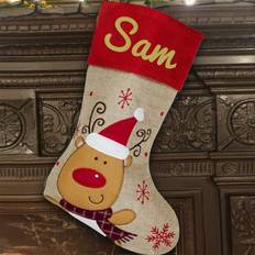 Gold Stockings East Urban Home Reindeer Personalised Christmas Stocking