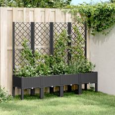 Raised Garden Beds sale vidaXL Garden Planter with Trellis Black 160 x 40 x 142 cm