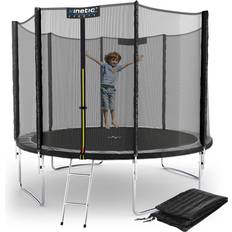 Trampoline KINETIC SPORTS Trampolin Outdoor 'Salto Plus' Ø 183/244/305/366/400/427/490 cm TÜV Rheinland geprüft, Komplett-Set für Kinder, USA Sprungtuch, Netz, Randpolster, Leiter bis zu 160kg Ø 305 cm, Schwarz-2