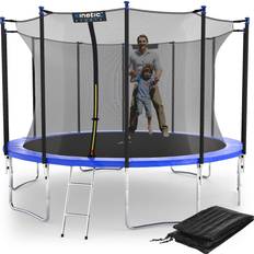 Trampoline KINETIC SPORTS Trampolin Outdoor 'Salto Plus' Ø 183/244/305/366/400/427/490 cm TÜV Rheinland geprüft, Komplett-Set für Kinder, USA Sprungtuch, Netz, Randpolster, Leiter bis zu 160kg Ø 360 cm, Blau-2