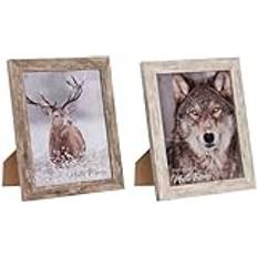 Glass Photo Frames Home ESPRIT Scandinavian White Natural Crystal 24.6 x 2 x 29.6 cm 2 Units Photo Frame 2pcs