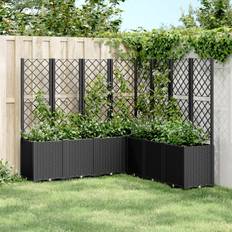 Plastic Raised Garden Beds vidaXL Garden Planter with Trellis Black 160 x 160 x 140 cm