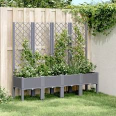 Raised Garden Beds sale vidaXL Garden Planter with Trellis Blue Grey 160 x 40 x 142 cm