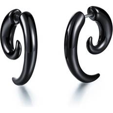 Men Earrings Beaux Bijoux Stainless Steel Horn Design Earrings Black Plated Black