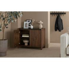 Oak Furnitureland Cabinets Oak Furnitureland Dark Oak & Black Marble Small Sideboard