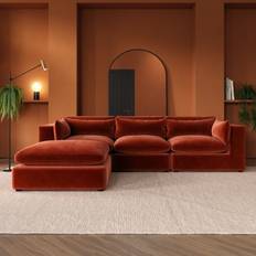 Hudson LargeBurnt Orange Velvet 4-SeaterCorner Sofa