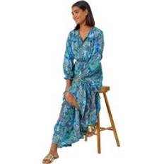 Blue - Wrap Dresses Roman Paisley Print Tassel Frill Hem Maxi Dress Blue