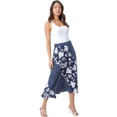 Florals - Women Skirts Roman Mixed Floral Spot Print Midi Skirt Blue