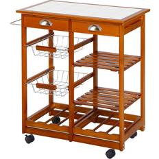 Wood Trolley Tables Homcom Rolling Honey Trolley Table 37x74cm