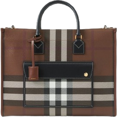 Press Stud Totes & Shopping Bags Burberry Freya Medium Tote - Dark Birch Brown