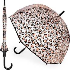 Umbrellas KAV Ladies Animal Print Ladies Transparent Clear Umbrella Brown